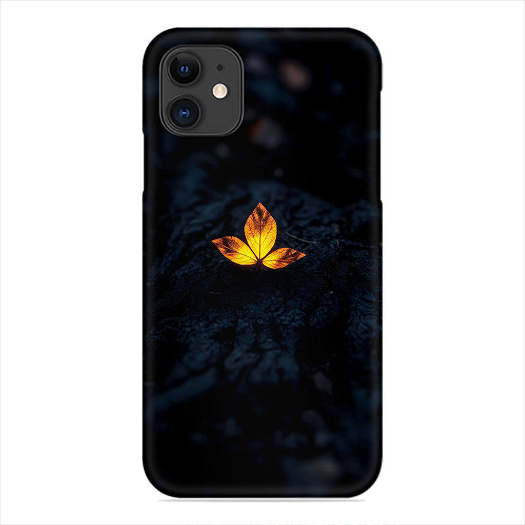 Glowing Golden Leaf Phone Case - Dark Nature Design