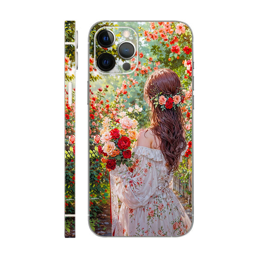 Woman with Bouquet Phone Case - Romantic Rose Garden Design 6D Skin