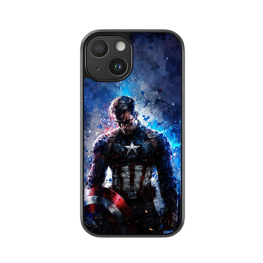 Captain America Phone Case - Watercolor Splatter Art Design Metal Case