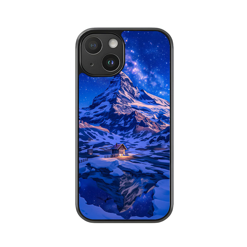 Snowy Mountain Phone Case - Starry Night Cabin Design Metal Case