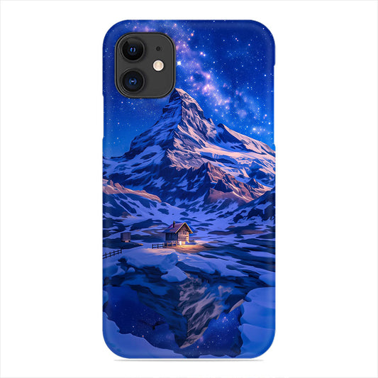 Snowy Mountain Phone Case - Starry Night Cabin Design