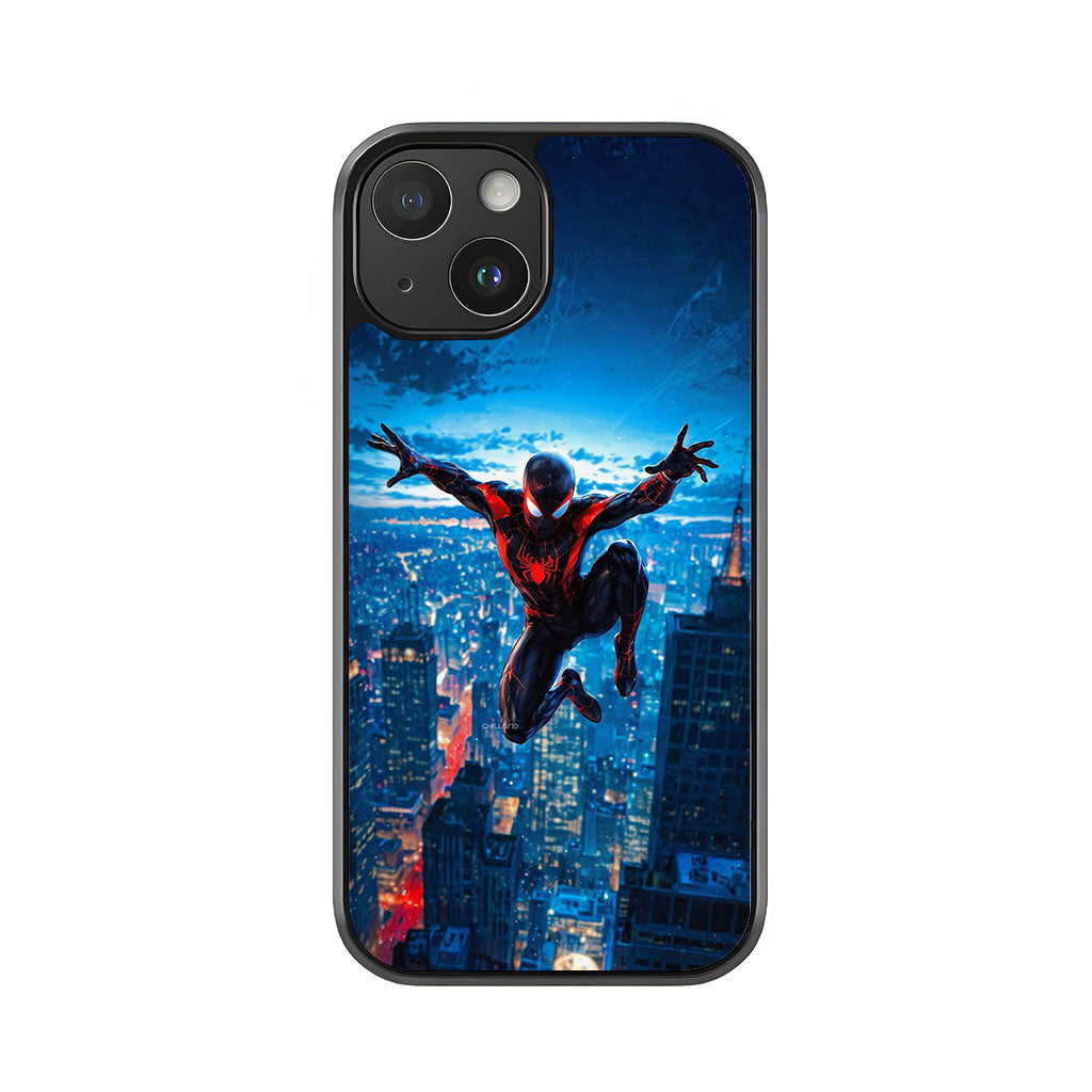 Miles Morales Spider-Man Phone Case - City Skyline Design Metal Case