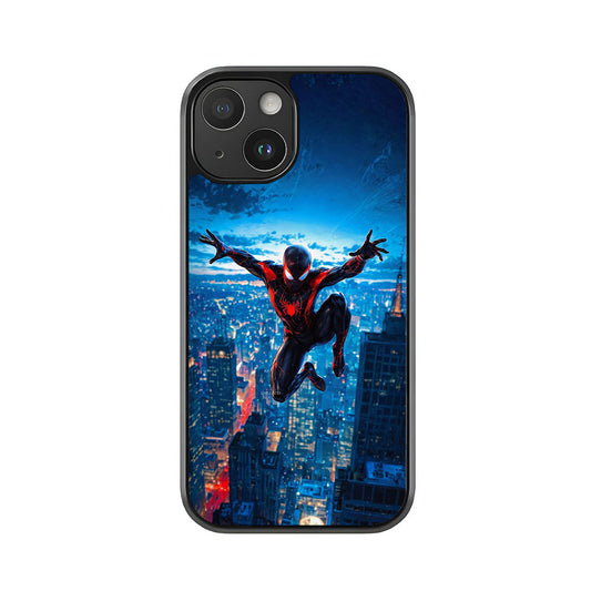 Miles Morales Spider-Man Phone Case - City Skyline Design Metal Case