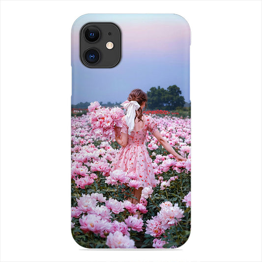 Woman in Pink Flower Field Phone Case - Peony Garden Design