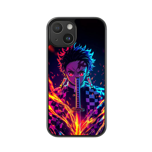 Tanjiro Demon Slayer Phone Case - Neon Blade Art Design Metal Case