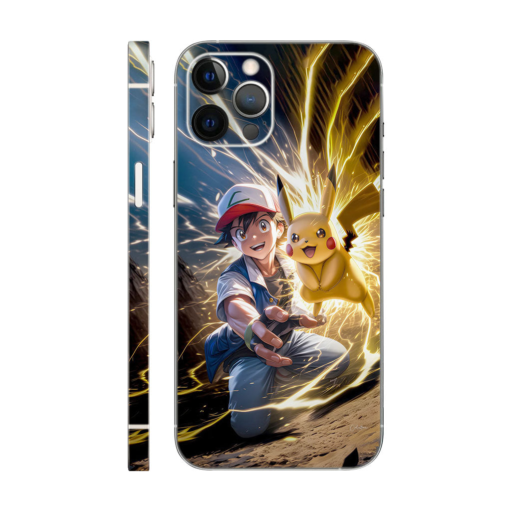 Ash and Pikachu Phone Case - Electric Power Design 6D Skin