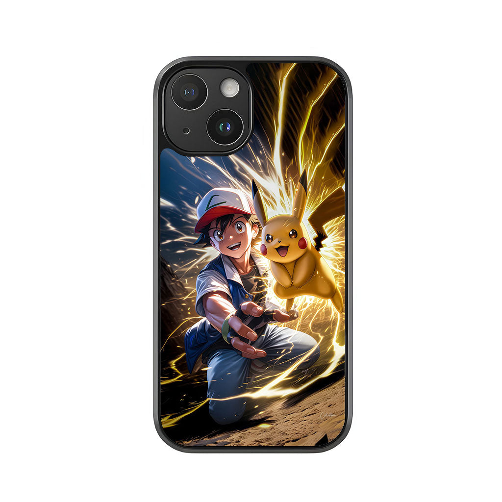 Ash and Pikachu Phone Case - Electric Power Design Metal Case
