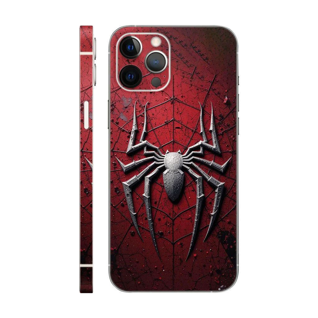 3D Spider Symbol Phone Case - Metallic Web Design 6D Skin