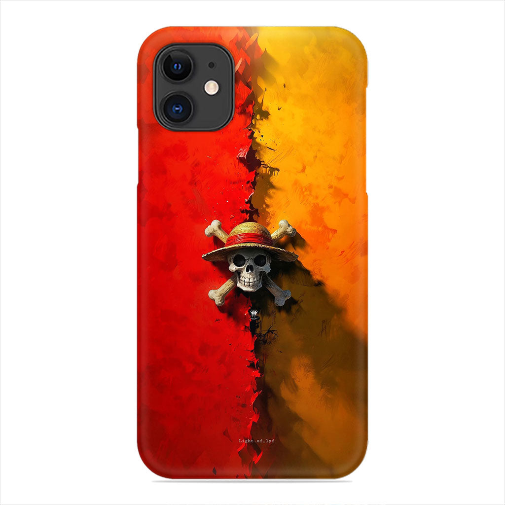 One Piece Jolly Roger Phone Case - Red & Yellow Split Design