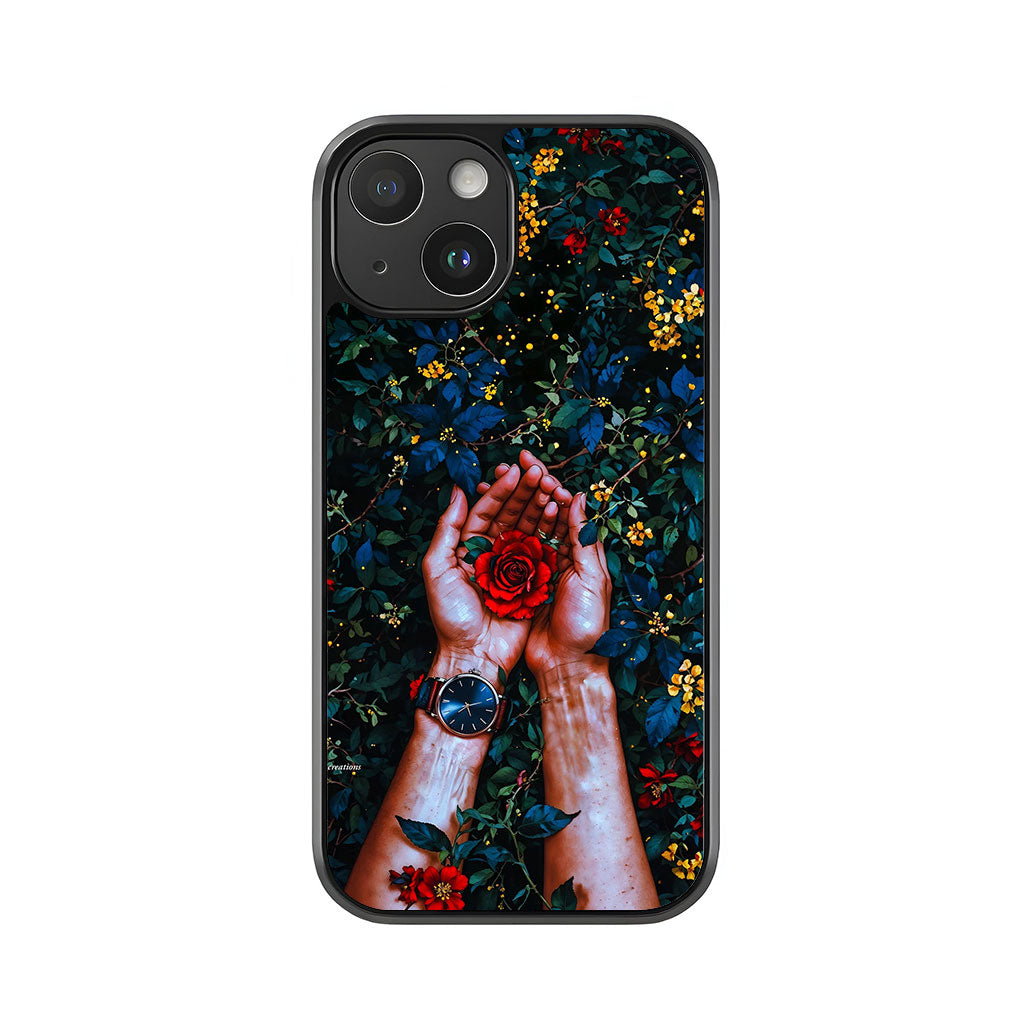 Red Rose Phone Case - Hands & Nature Design Metal Case