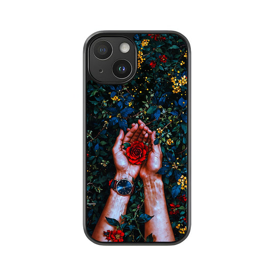 Red Rose Phone Case - Hands & Nature Design Metal Case