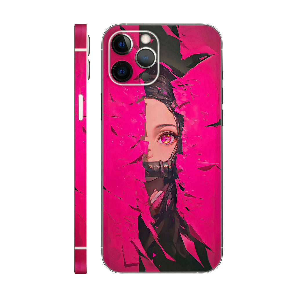 Nezuko Demon Slayer Phone Case - Pink Crack Art Design 6D Skin