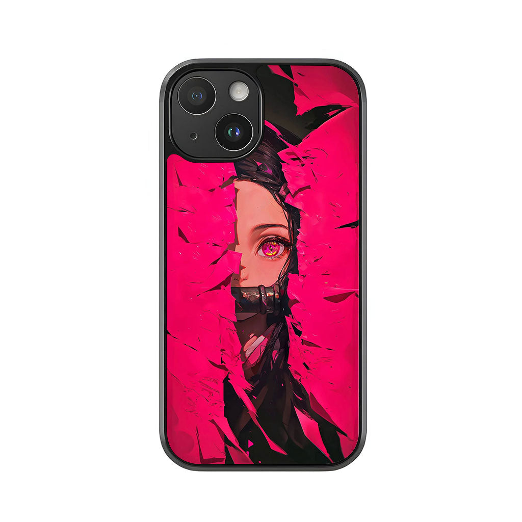 Nezuko Demon Slayer Phone Case - Pink Crack Art Design Metal Case