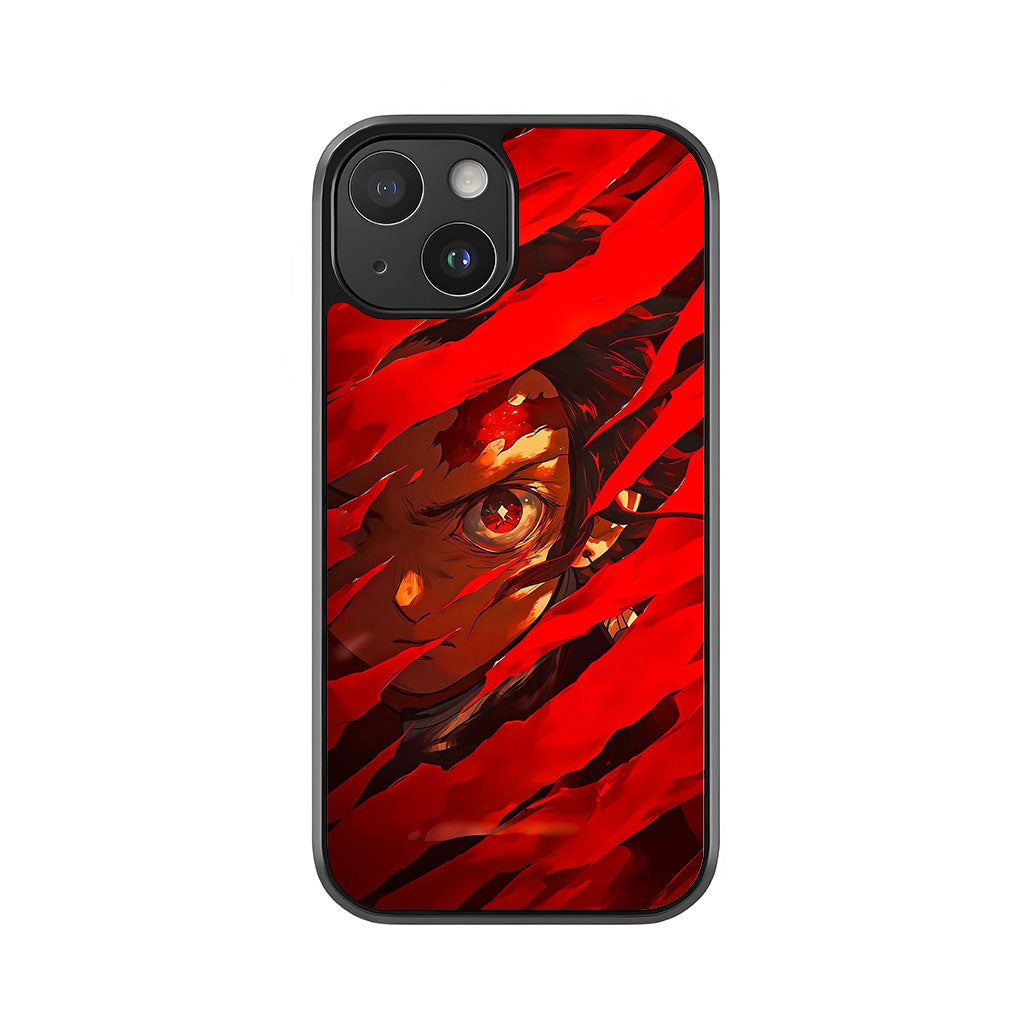 Tanjiro Demon Slayer Phone Case - Red Crack Art Design Metal Case