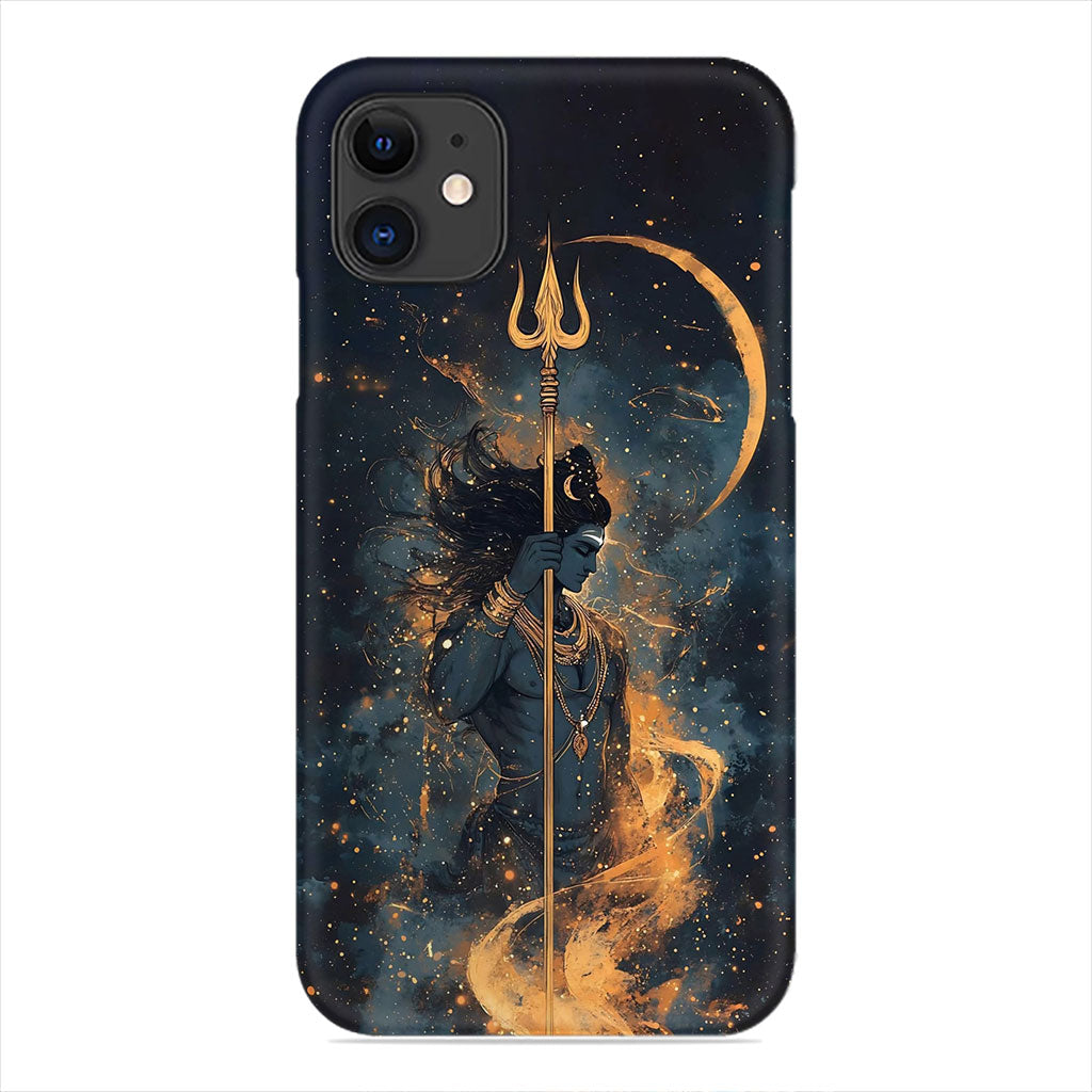 Lord Shiva Phone Case - Golden Trishul & Crescent Moon Design