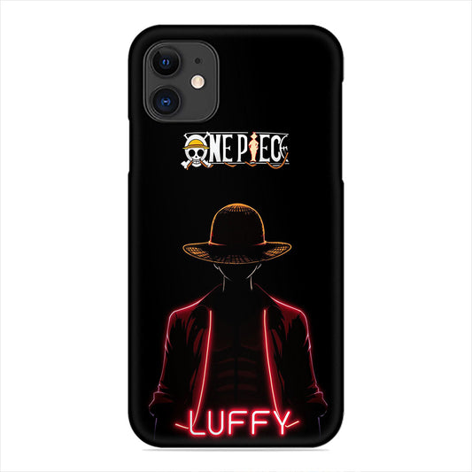 Luffy Phone Case - Red Neon Silhouette Design