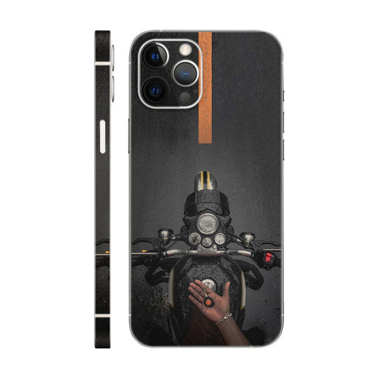 Motorcycle Rider Phone Case - Top-Down View on a Wet Road Design 6D Skin