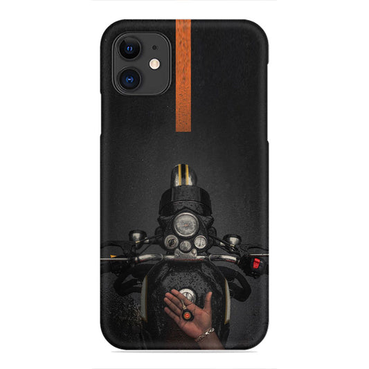 Motorcycle Rider Phone Case - Top-Down View on a Wet Road Design