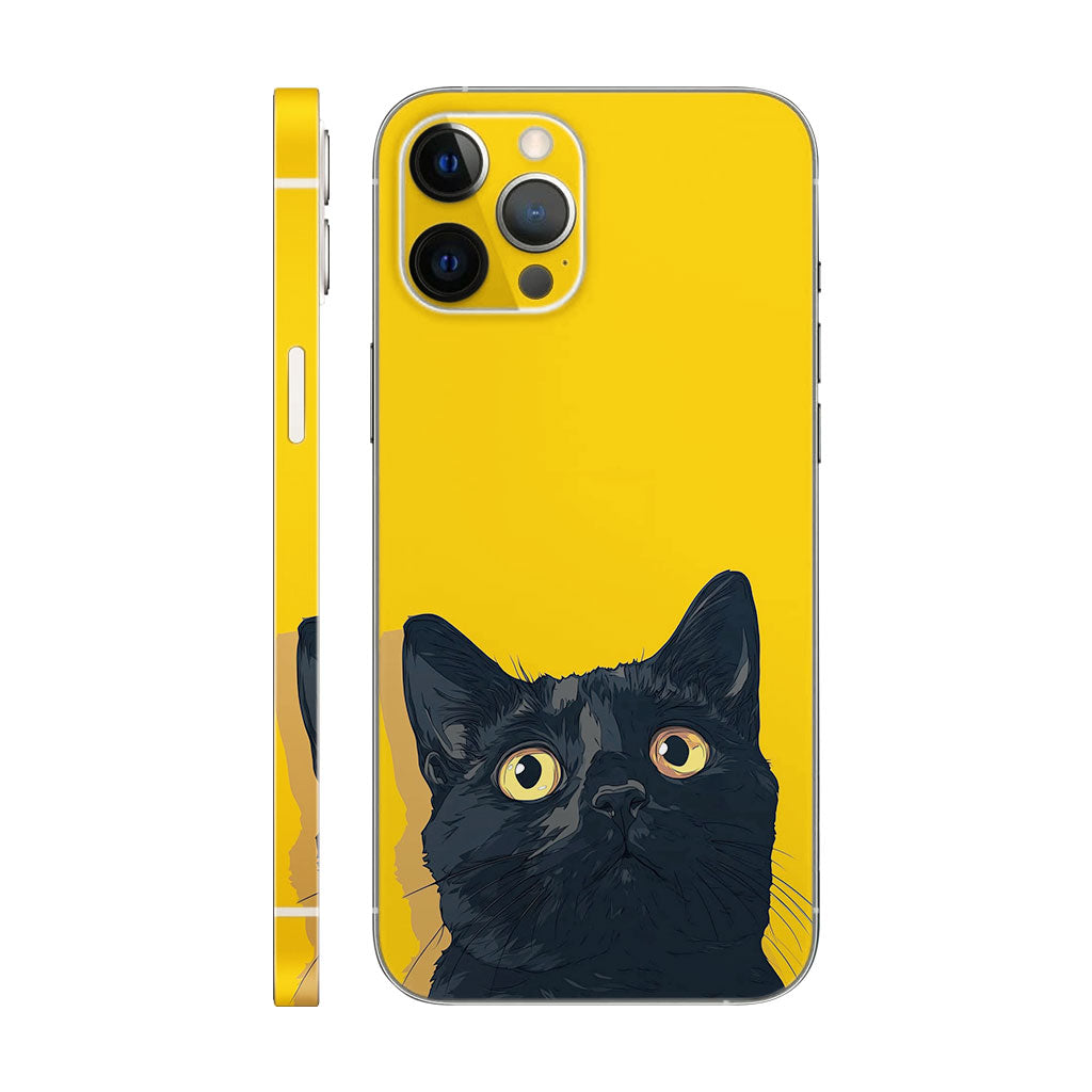 Black Cat Phone Case - Yellow Eyes on Yellow Design 6D Skin