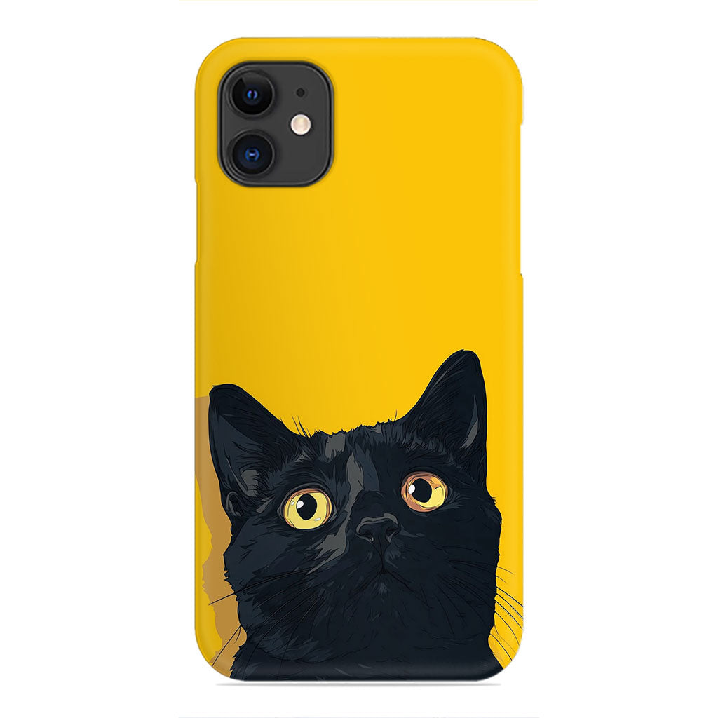 Black Cat Phone Case - Yellow Eyes on Yellow Design