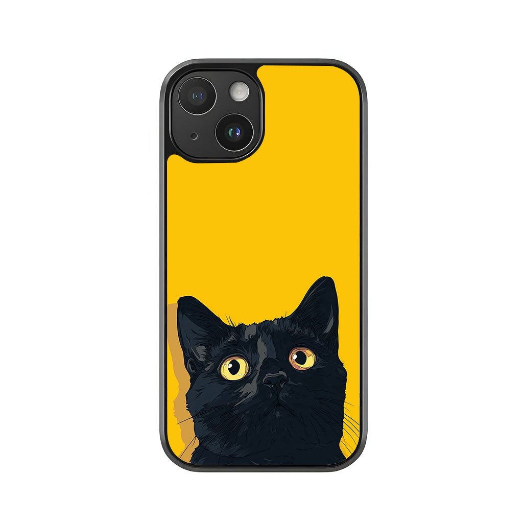 Black Cat Phone Case - Yellow Eyes on Yellow Design Metal Case