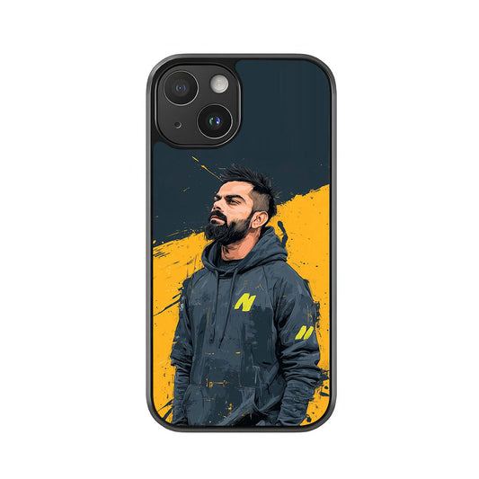 Virat Kohli Phone Case - Yellow Splatter Art Design Metal Case