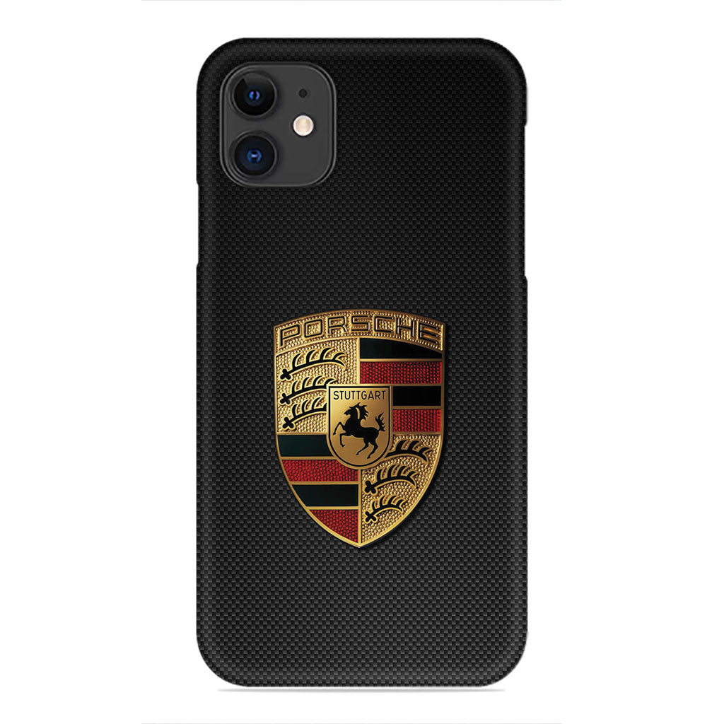 Luxury Drive – Porsche Emblem Carbon Fiber Phone Case